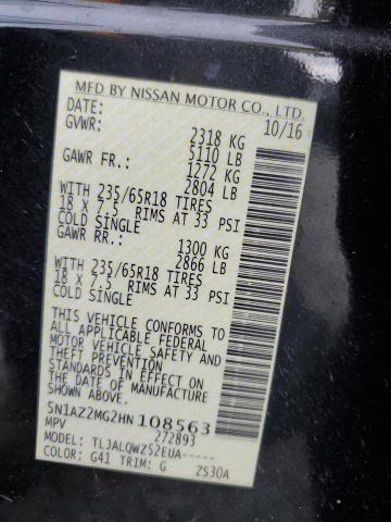 2017 NISSAN MURANO S 5N1AZ2MG2HN108563