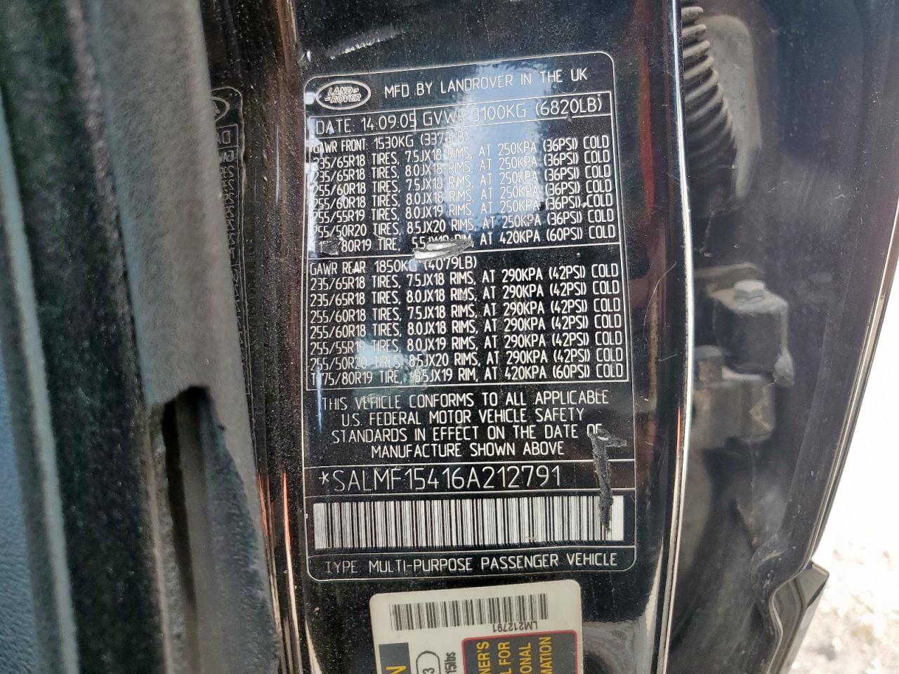 Lot #3276974172 2006 LAND ROVER RANGE ROVE