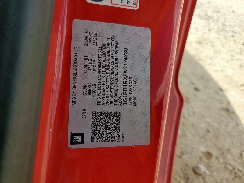 2019 CHEVROLET CAMARO LS 1G1FB1RX5K0134380