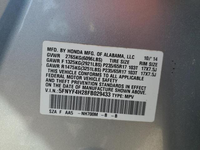 2015 HONDA PILOT LX 5FNYF4H28FB029433