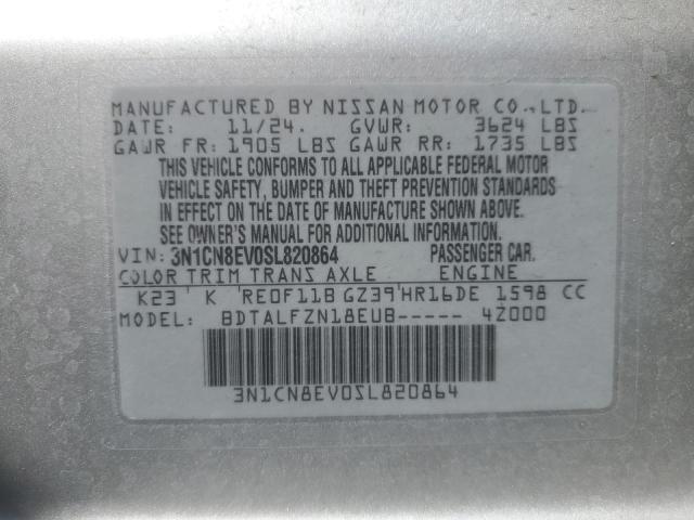 2025 NISSAN VERSA SV 3N1CN8EV0SL820864