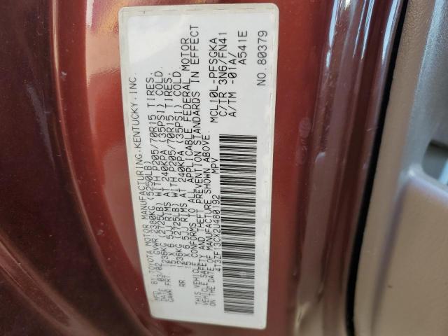 2002 TOYOTA SIENNA LE #3285806655