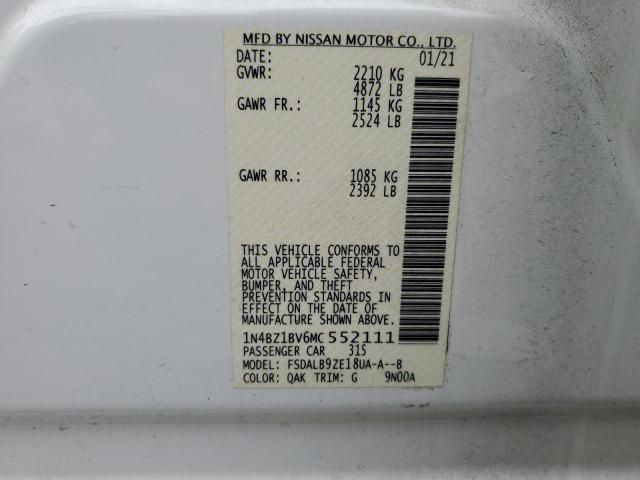 2021 NISSAN LEAF S PLU 1N4BZ1BV6MC552111