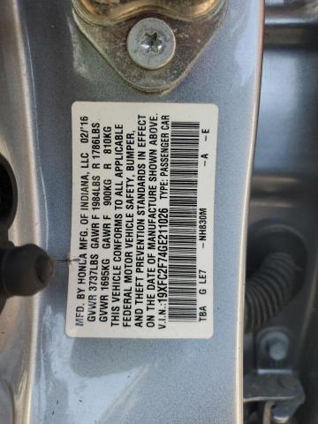 2016 HONDA CIVIC EX - 19XFC2F74GE211026