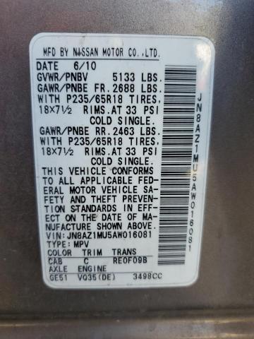 2010 NISSAN MURANO S - JN8AZ1MU5AW016081