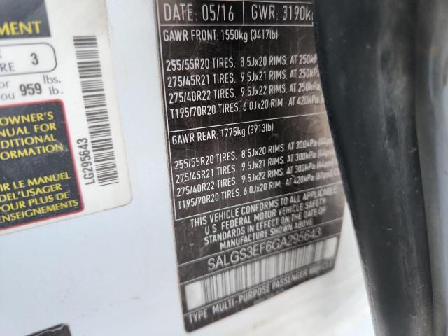 2016 LAND ROVER RANGE ROVE - SALGS3EF6GA295643