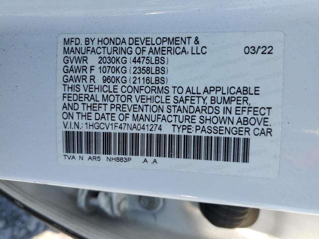 2022 HONDA ACCORD SPO - 1HGCV1F47NA041274