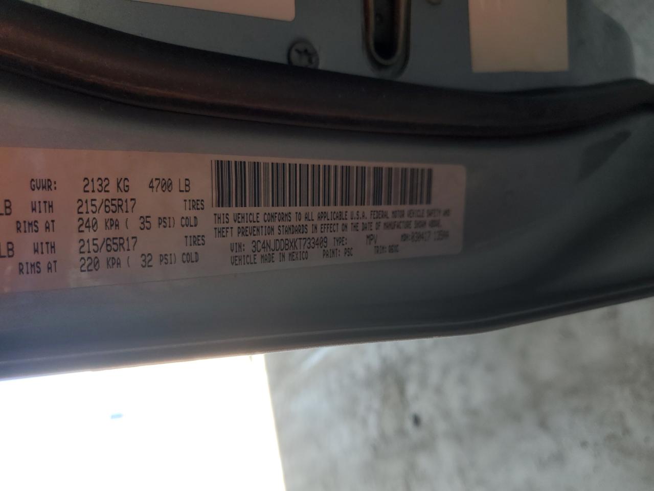 Lot #3318889916 2019 JEEP COMPASS TR