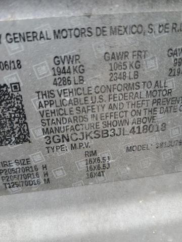 2018 CHEVROLET TRAX LS 3GNCJKSB3JL418018