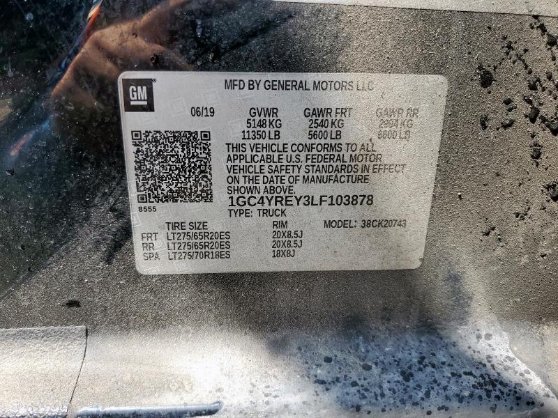 2020 CHEVROLET SILVERADO - 1GC4YREY3LF103878