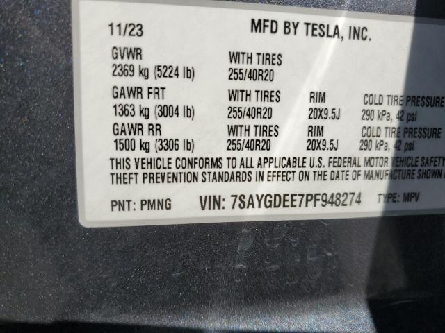 2023 TESLA MODEL Y 7SAYGDEE7PF948274