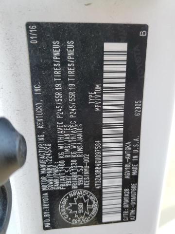 2016 TOYOTA VENZA XLE 4T3ZA3BB4GU097584