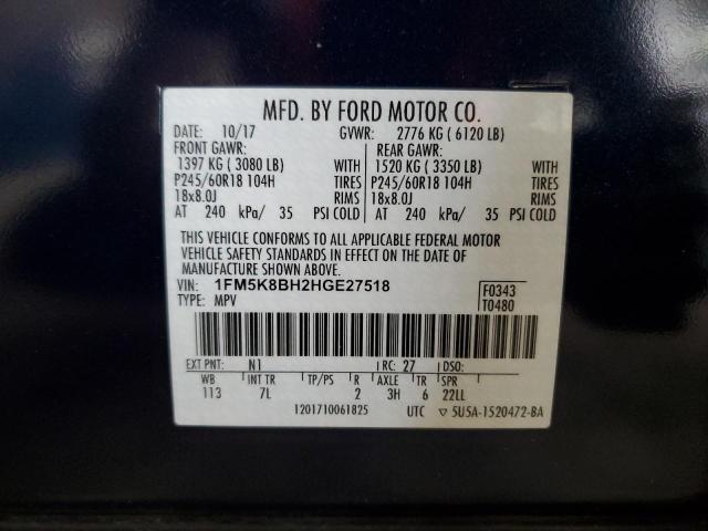 2017 FORD EXPLORER 1FM5K8BH2HGE27518