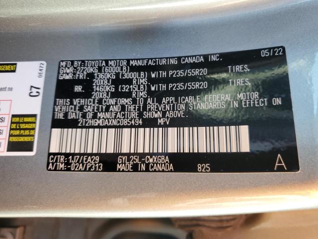 2022 LEXUS RX 450H 2T2HGMDAXNC085494