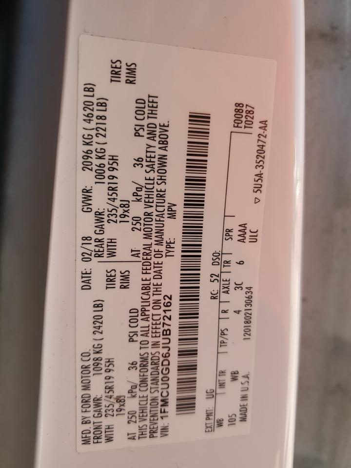 Lot #3309183618 2018 FORD ESCAPE SE