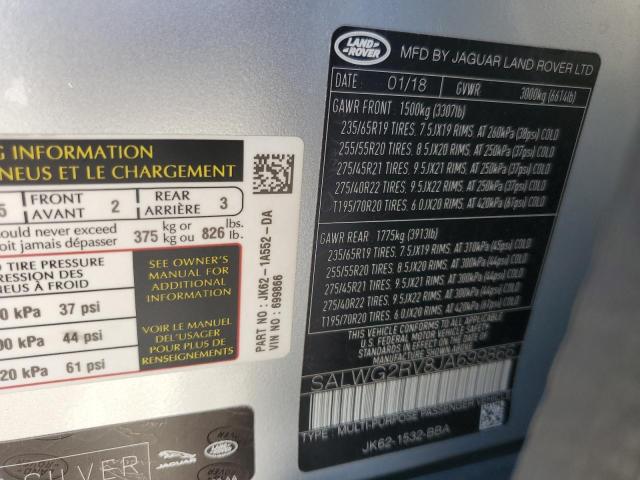 2018 LAND ROVER RANGE ROVER SPORT SE SALWG2RV8JA699866