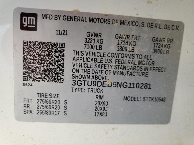 2022 GMC SIERRA LIM 3GTU9DED5NG110281
