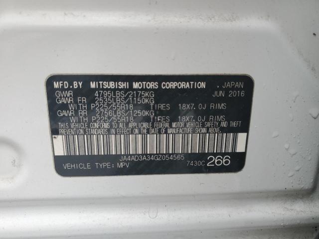 2016 MITSUBISHI OUTLANDER JA4AD3A34GZ054565