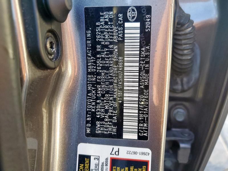 2017 TOYOTA CAMRY LE 4T1BF1FK5HU748698