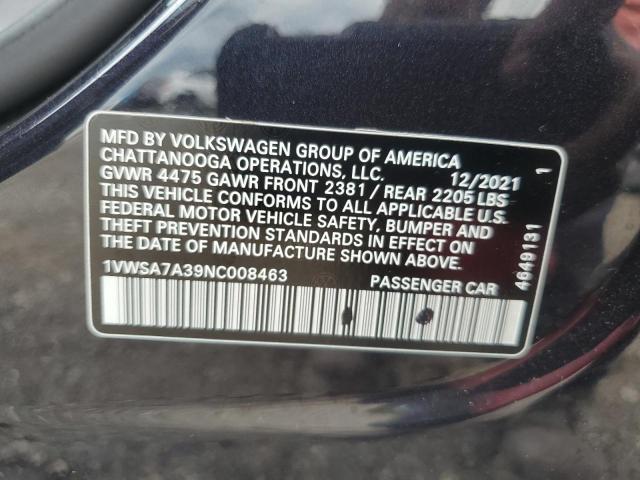 2022 VOLKSWAGEN PASSAT SE 1VWSA7A39NC008463