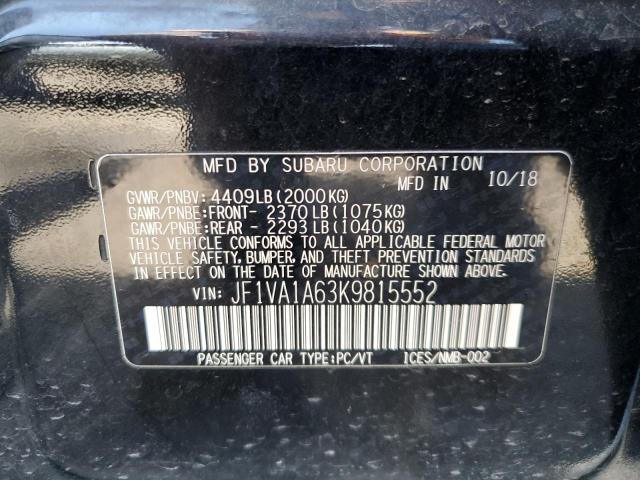 2019 SUBARU WRX JF1VA1A63K9815552