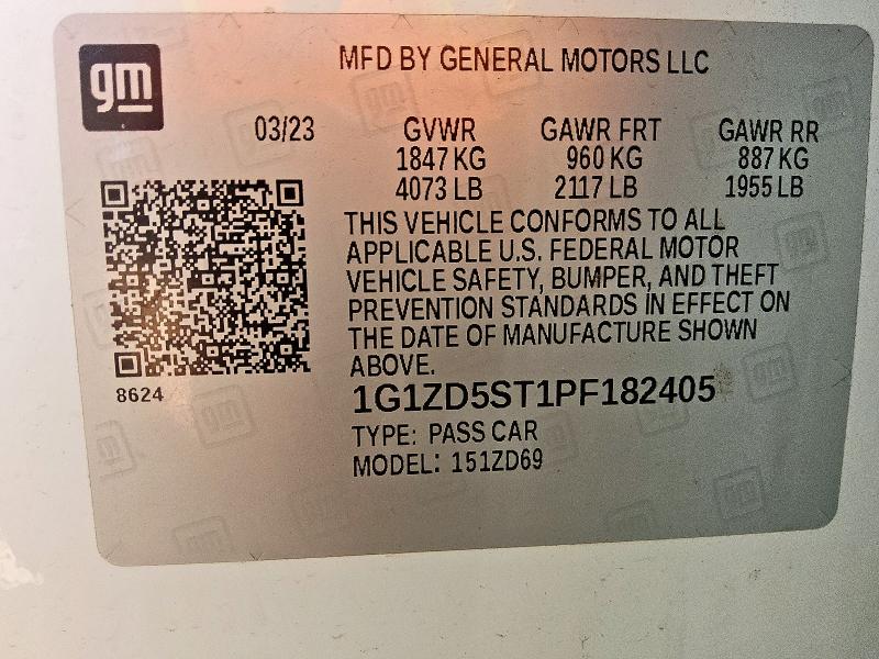 2023 CHEVROLET MALIBU LT 1G1ZD5ST1PF182405