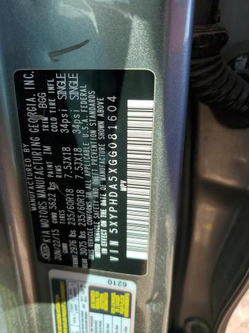 2016 KIA SORENTO EX 5XYPHDA5XGG081604