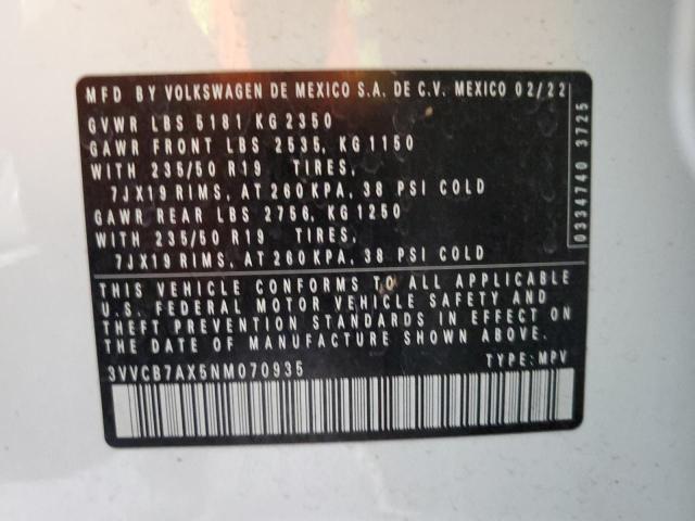 2022 VOLKSWAGEN TIGUAN SE 3VVCB7AX5NM070935