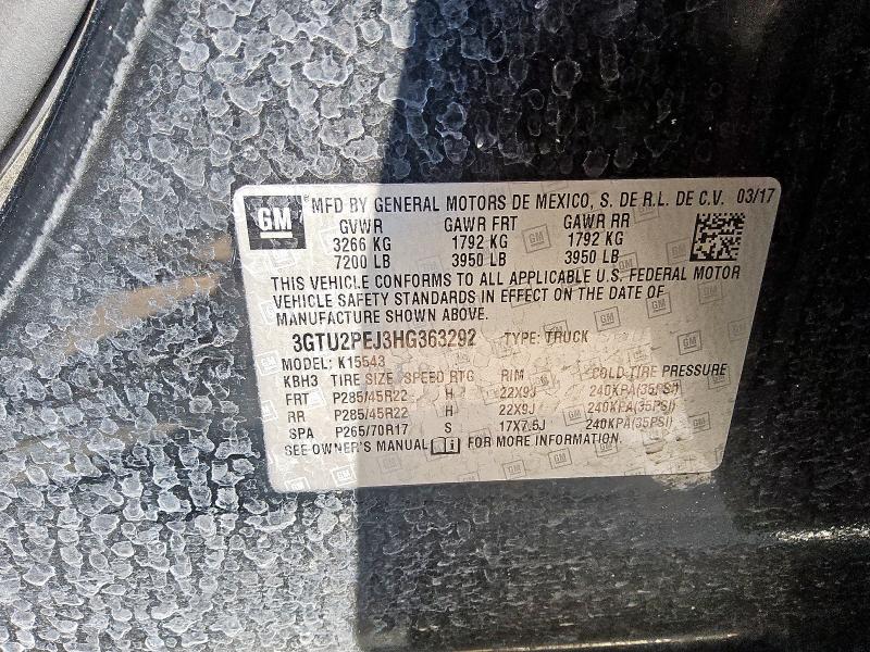 2017 GMC SIERRA K15 3GTU2PEJ3HG363292