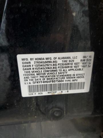 2015 HONDA PILOT EXL 5FNYF4H64FB075604