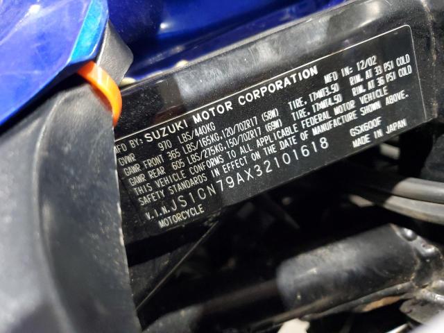 2003 SUZUKI GSX600 F JS1GN79AX32101618
