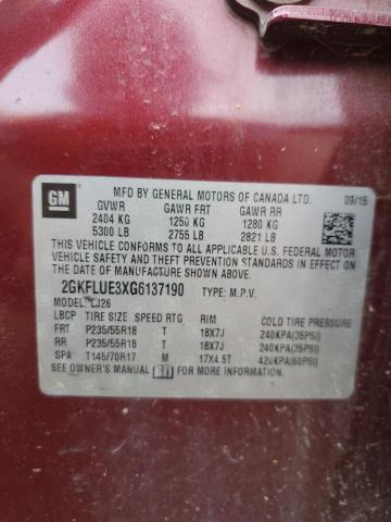 2016 GMC TERRAIN SL 2GKFLUE3XG6137190