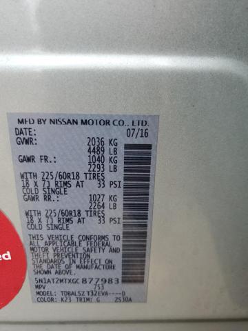 2016 NISSAN ROGUE S 5N1AT2MTXGC877983