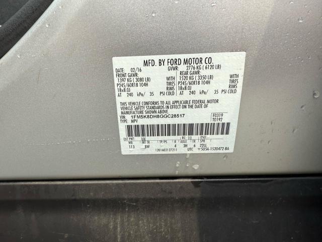 2016 FORD EXPLORER X 1FM5K8DH8GGC28517