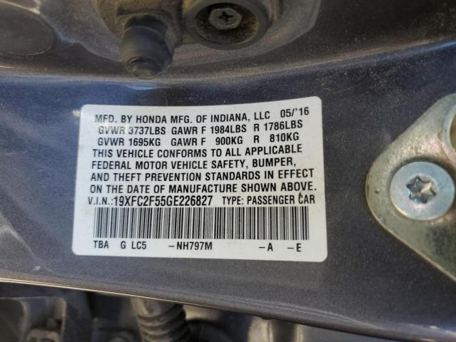 2016 HONDA CIVIC LX 19XFC2F55GE226827