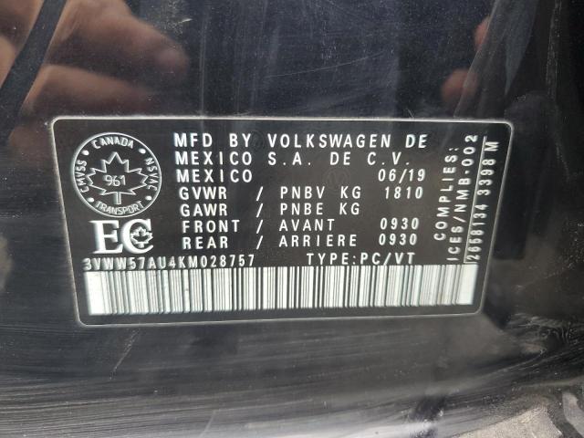 2019 VOLKSWAGEN GOLF S 3VWW57AU4KM028757