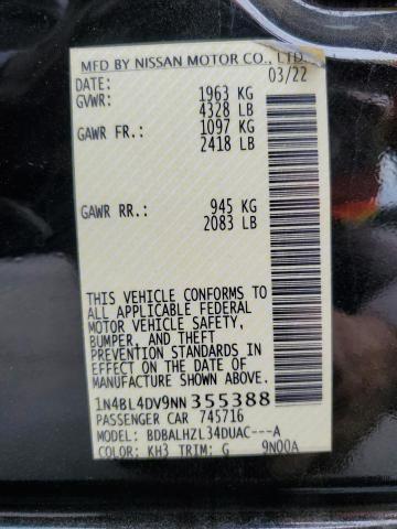 2022 NISSAN ALTIMA SV 1N4BL4DV9NN355388