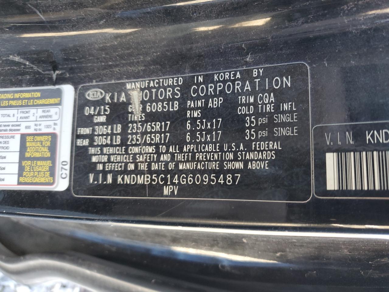 Lot #3291156967 2016 KIA SEDONA LX