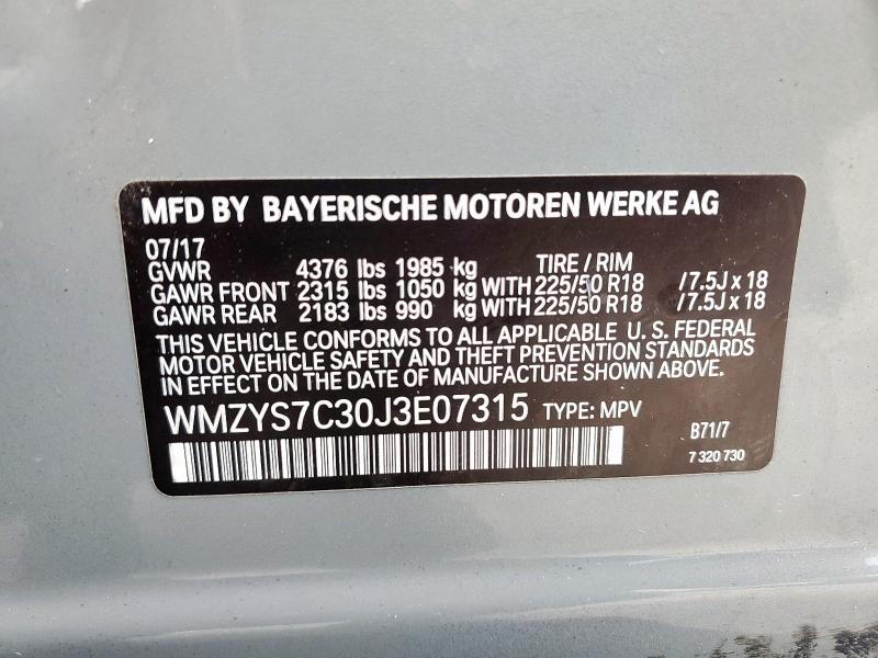 2018 MINI COOPER COUNTRYMAN WMZYS7C30J3E07315