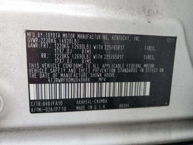 2021 TOYOTA RAV4 XLE 4T3RWRFV0MU048886