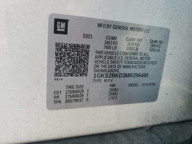 2021 GMC YUKON SLT 1GKS2BKD3MR296460