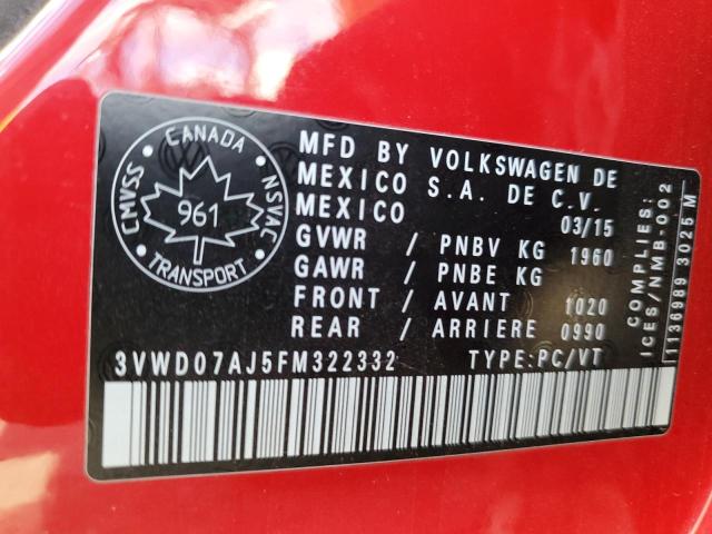 2015 VOLKSWAGEN JETTA SE 3VWD07AJ5FM322332