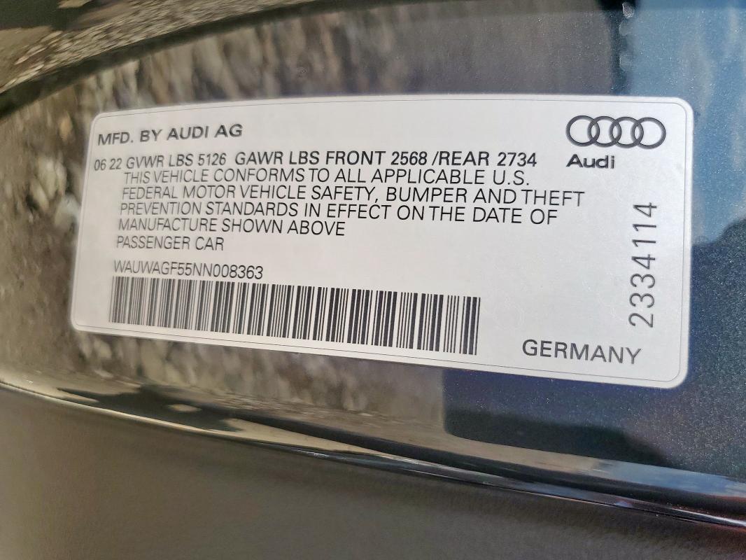 2022 AUDI A5 PREMIUM - WAUWAGF55NN008363