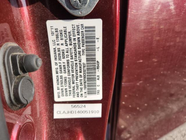 2012 HONDA CIVIC EX - 19XFB2F80CE027837