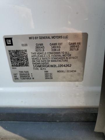 2020 CHEVROLET TRAVERSE L - 1GNERGKW2LJ204262