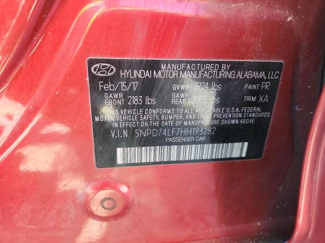 2017 HYUNDAI ELANTRA SE 5NPD74LF7HH193282