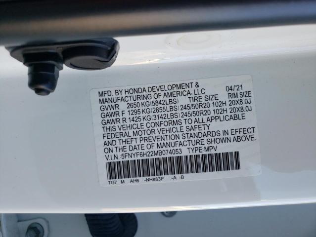 2021 HONDA PILOT SE 5FNYF6H22MB074053
