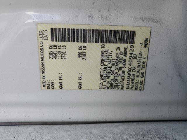 2016 NISSAN MAXIMA 3.5 1N4AA6AP3GC409429