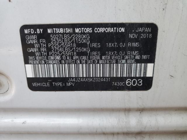 2019 MITSUBISHI OUTLANDER - JA4JZ4AX5KZ024431