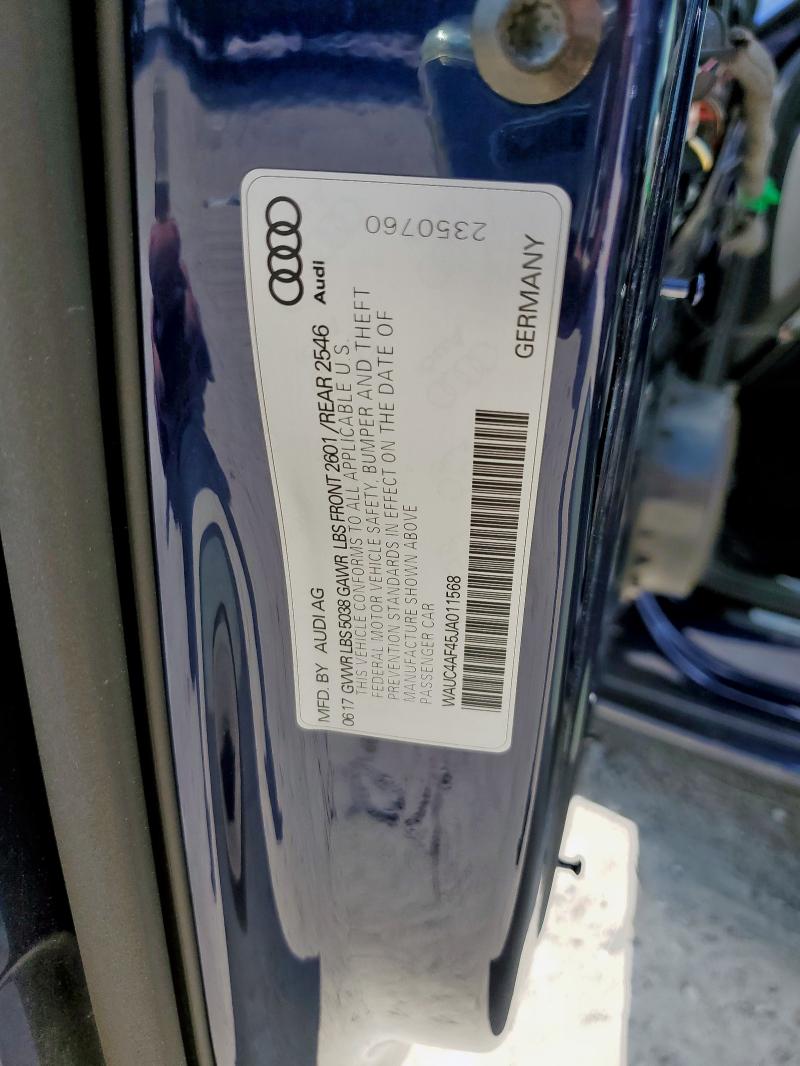 2018 AUDI S4 PRESTIG WAUC4AF45JA011568